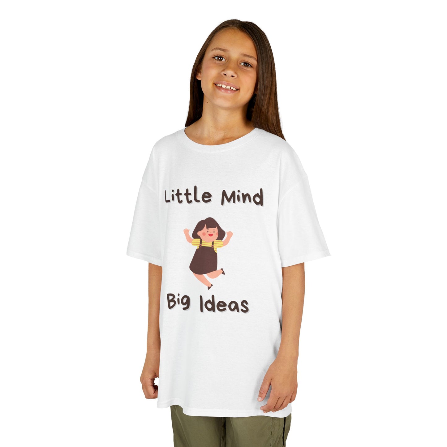 Kids Heavy Cotton™ Tee - "Little Mind Big Ideas" - Fun Tee for Creative Kids, Birthday Gift, Learning, Playtime, Everyday Wear