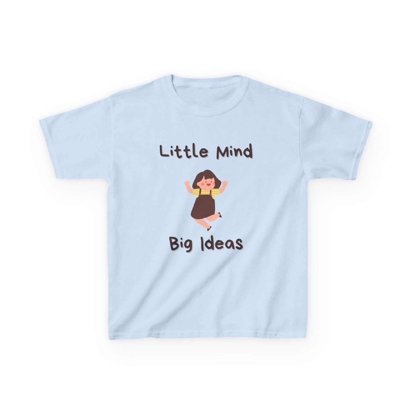 Kids Heavy Cotton™ Tee - "Little Mind Big Ideas" - Fun Tee for Creative Kids, Birthday Gift, Learning, Playtime, Everyday Wear