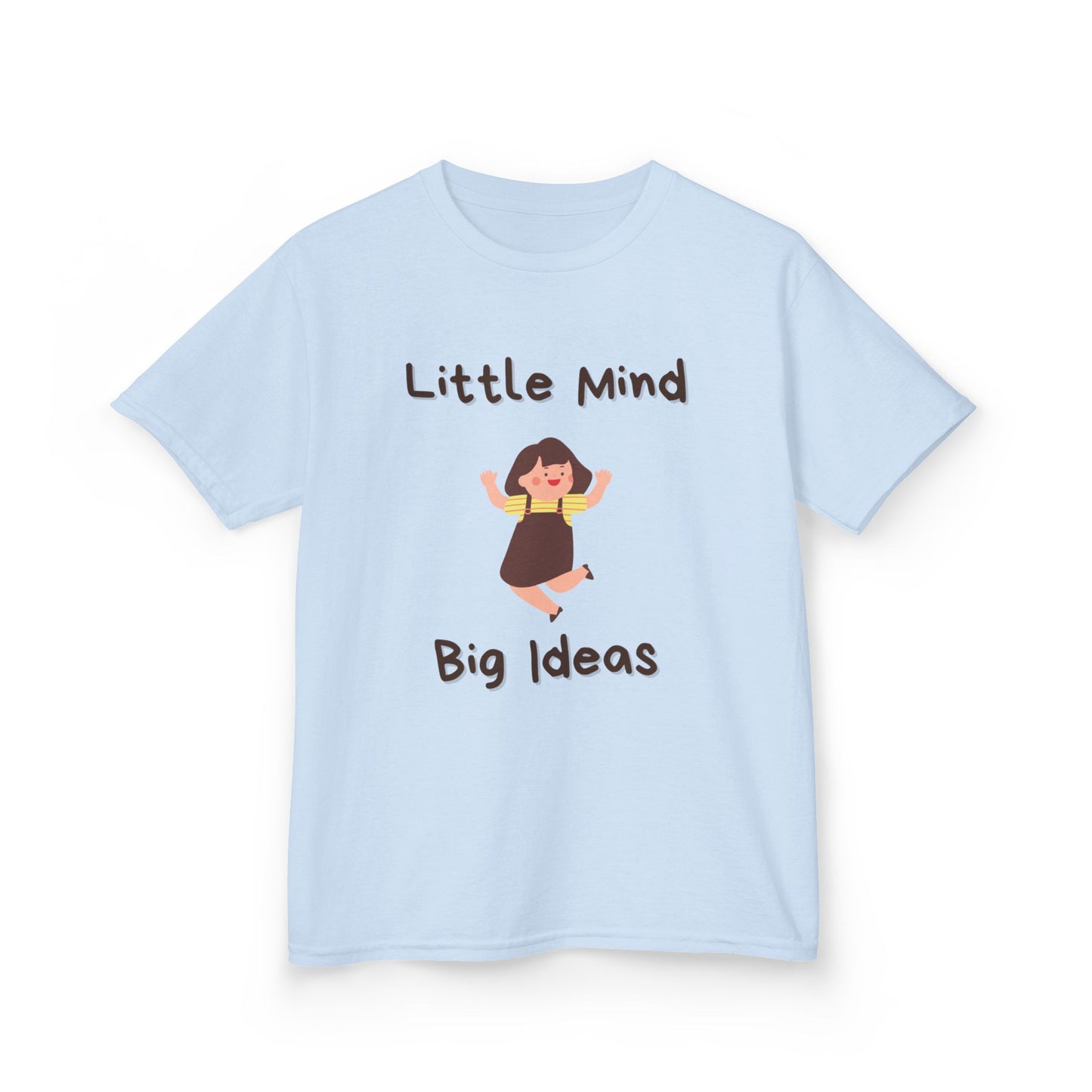 Kids Heavy Cotton™ Tee - "Little Mind Big Ideas" - Fun Tee for Creative Kids, Birthday Gift, Learning, Playtime, Everyday Wear