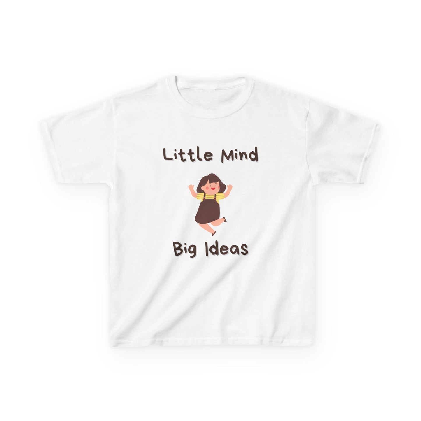 Kids Heavy Cotton™ Tee - "Little Mind Big Ideas" - Fun Tee for Creative Kids, Birthday Gift, Learning, Playtime, Everyday Wear