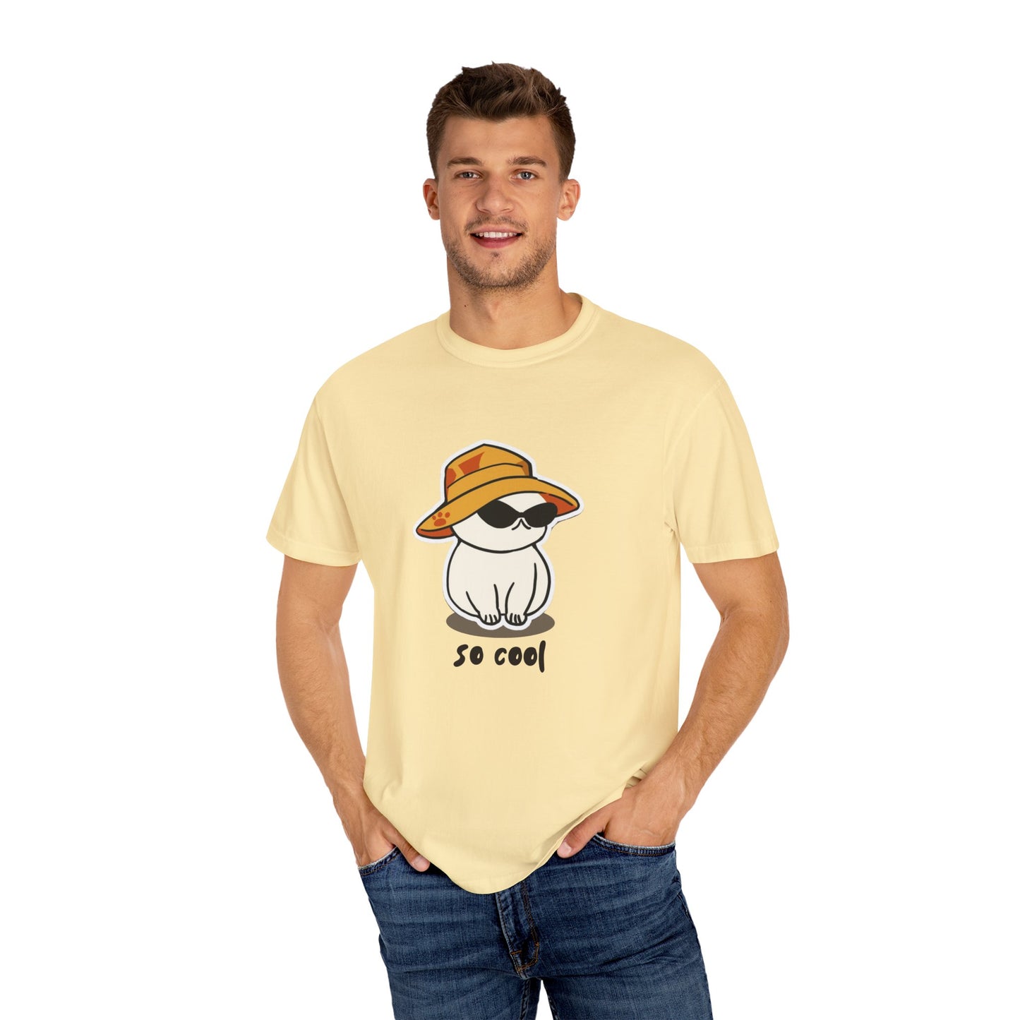 Cool Cat Unisex Garment-Dyed T-Shirt, Trendy Summer Tee, Fun Gift for Pet Lovers, Casual Everyday Wear, Cute Animal Apparel