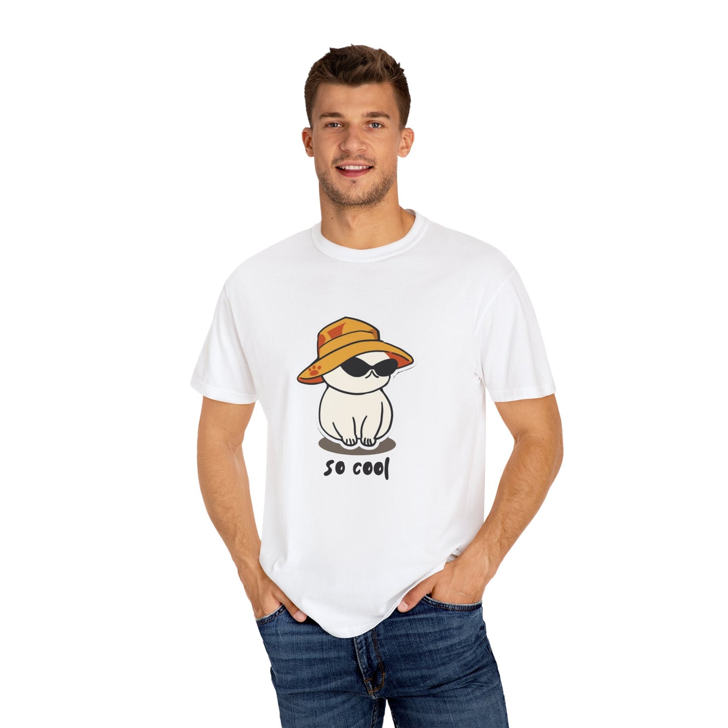 Cool Cat Unisex Garment-Dyed T-Shirt, Trendy Summer Tee, Fun Gift for Pet Lovers, Casual Everyday Wear, Cute Animal Apparel