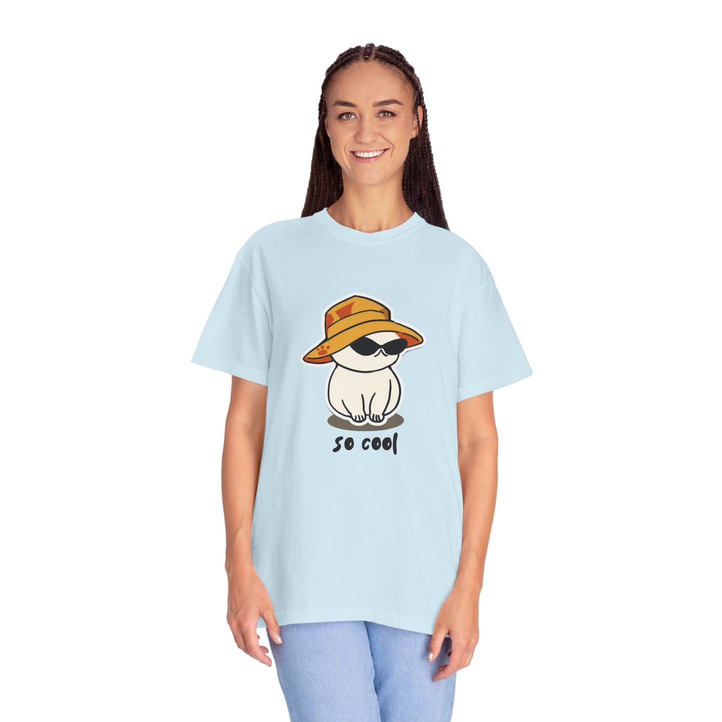 Cool Cat Unisex Garment-Dyed T-Shirt, Trendy Summer Tee, Fun Gift for Pet Lovers, Casual Everyday Wear, Cute Animal Apparel