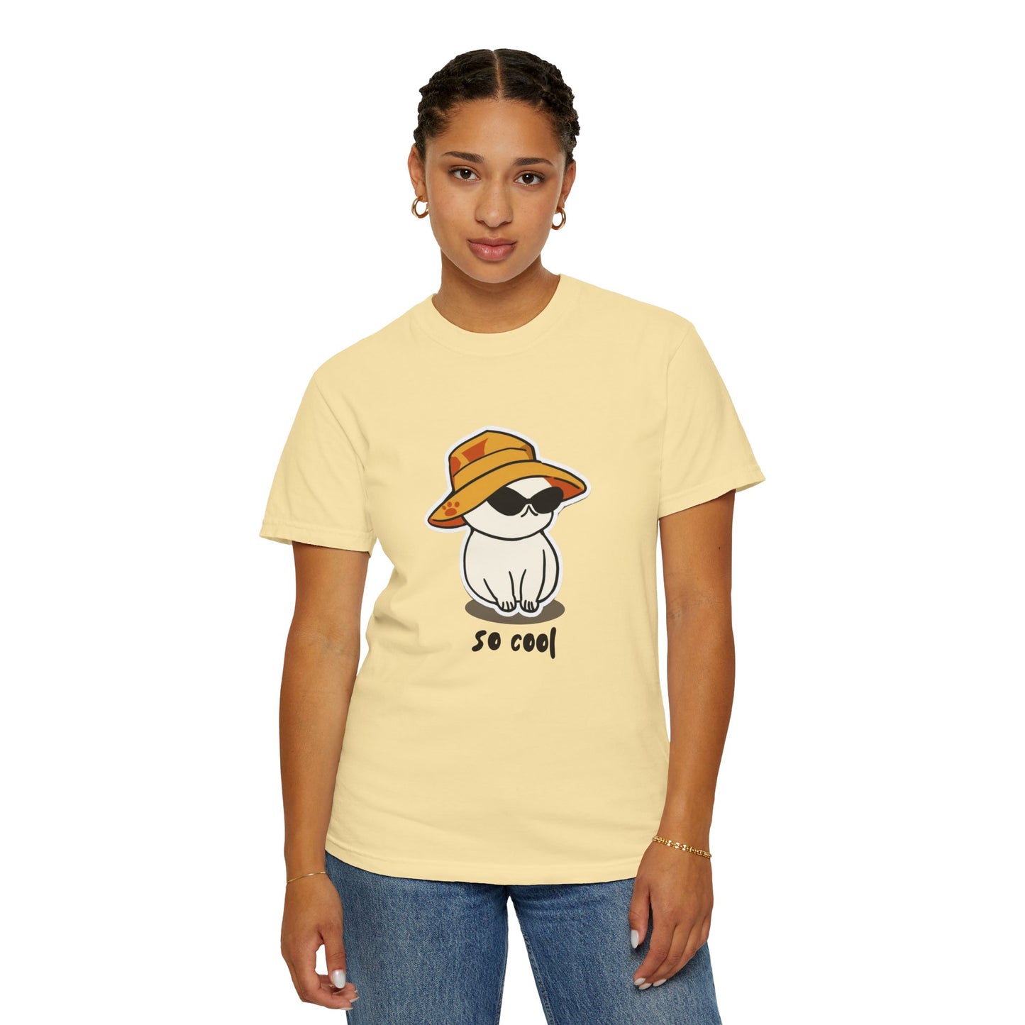 Cool Cat Unisex Garment-Dyed T-Shirt, Trendy Summer Tee, Fun Gift for Pet Lovers, Casual Everyday Wear, Cute Animal Apparel
