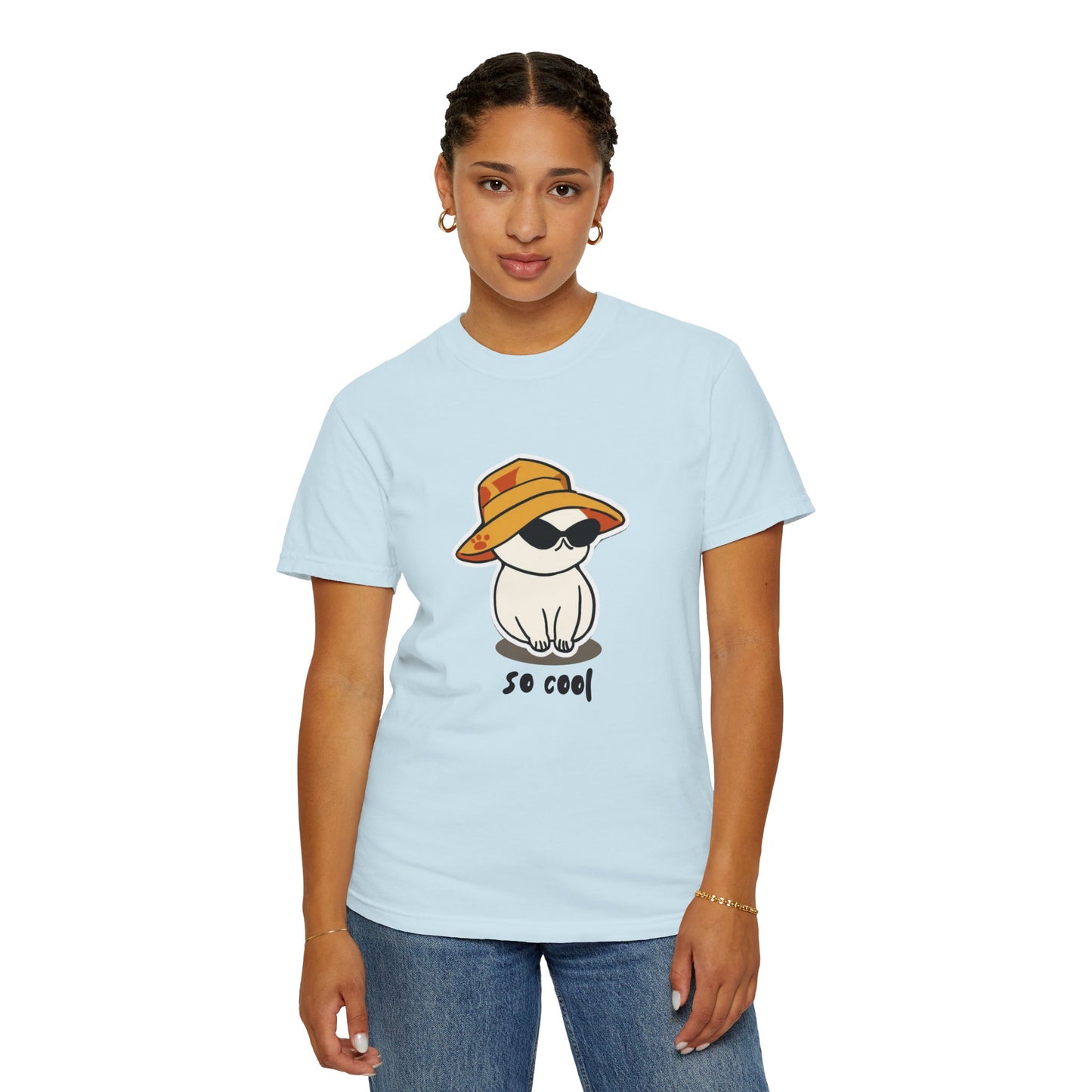 Cool Cat Unisex Garment-Dyed T-Shirt, Trendy Summer Tee, Fun Gift for Pet Lovers, Casual Everyday Wear, Cute Animal Apparel