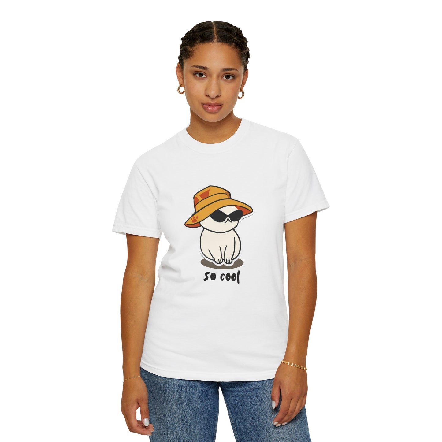Cool Cat Unisex Garment-Dyed T-Shirt, Trendy Summer Tee, Fun Gift for Pet Lovers, Casual Everyday Wear, Cute Animal Apparel