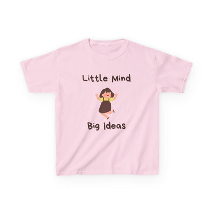 Kids Heavy Cotton™ Tee - "Little Mind Big Ideas" - Fun Tee for Creative Kids, Birthday Gift, Learning, Playtime, Everyday Wear