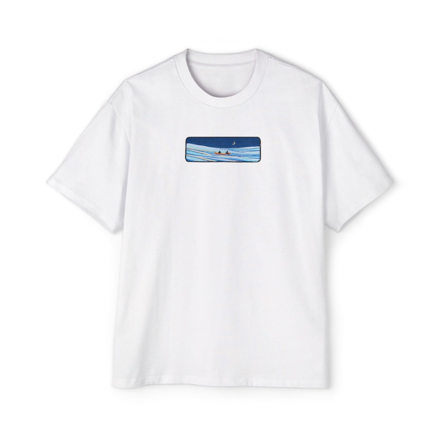 Oversized Embroidered T-Shirt – Night View Of Sea | Urbon Bonds