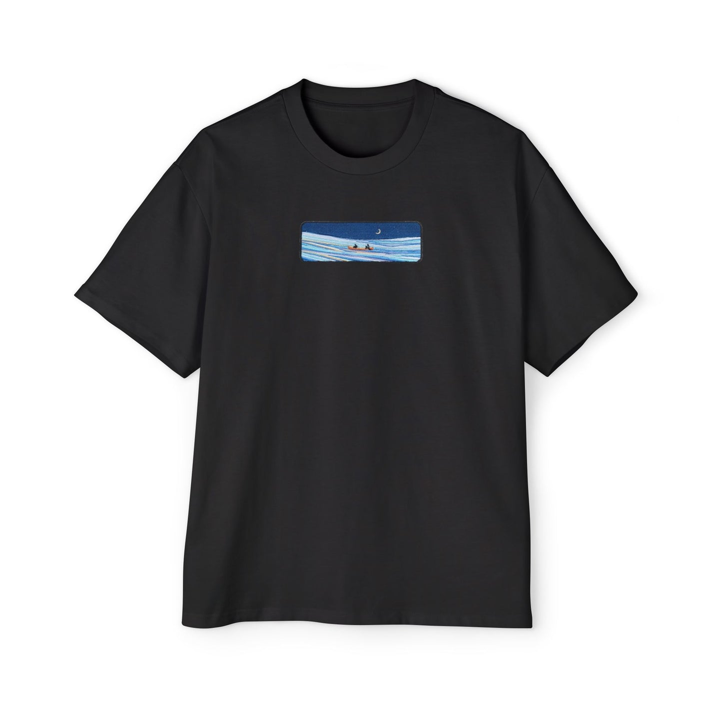 Oversized Embroidered T-Shirt – Night View Of Sea | Urbon Bonds