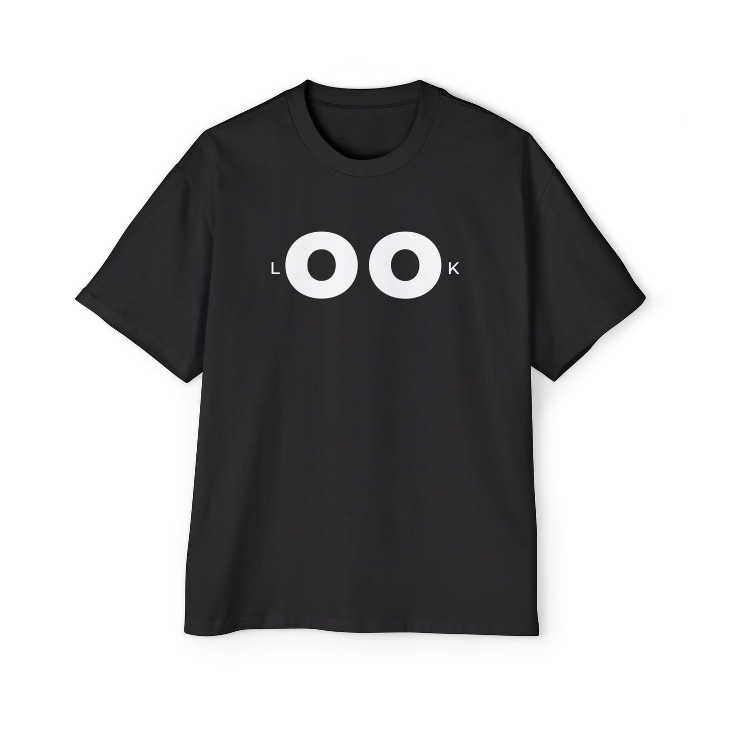 Unisex “LOOK” Eyes Graphic T-Shirt – Oversized Fit (Black)