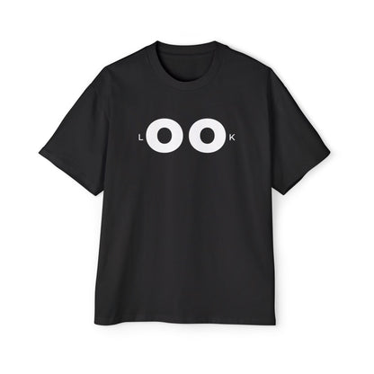 Unisex “LOOK” Eyes Graphic T-Shirt – Oversized Fit (Black)
