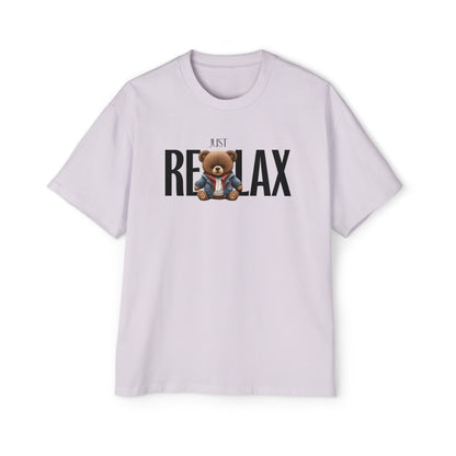 Unisex “Just Relax” Teddy Graphic T-Shirt – Oversized Fit (Black & White)