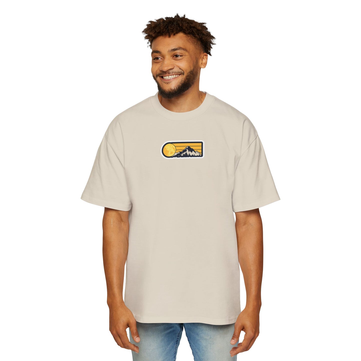 Oversized Embroidered T-Shirt – Sun With Mountain | Urbon Bonds