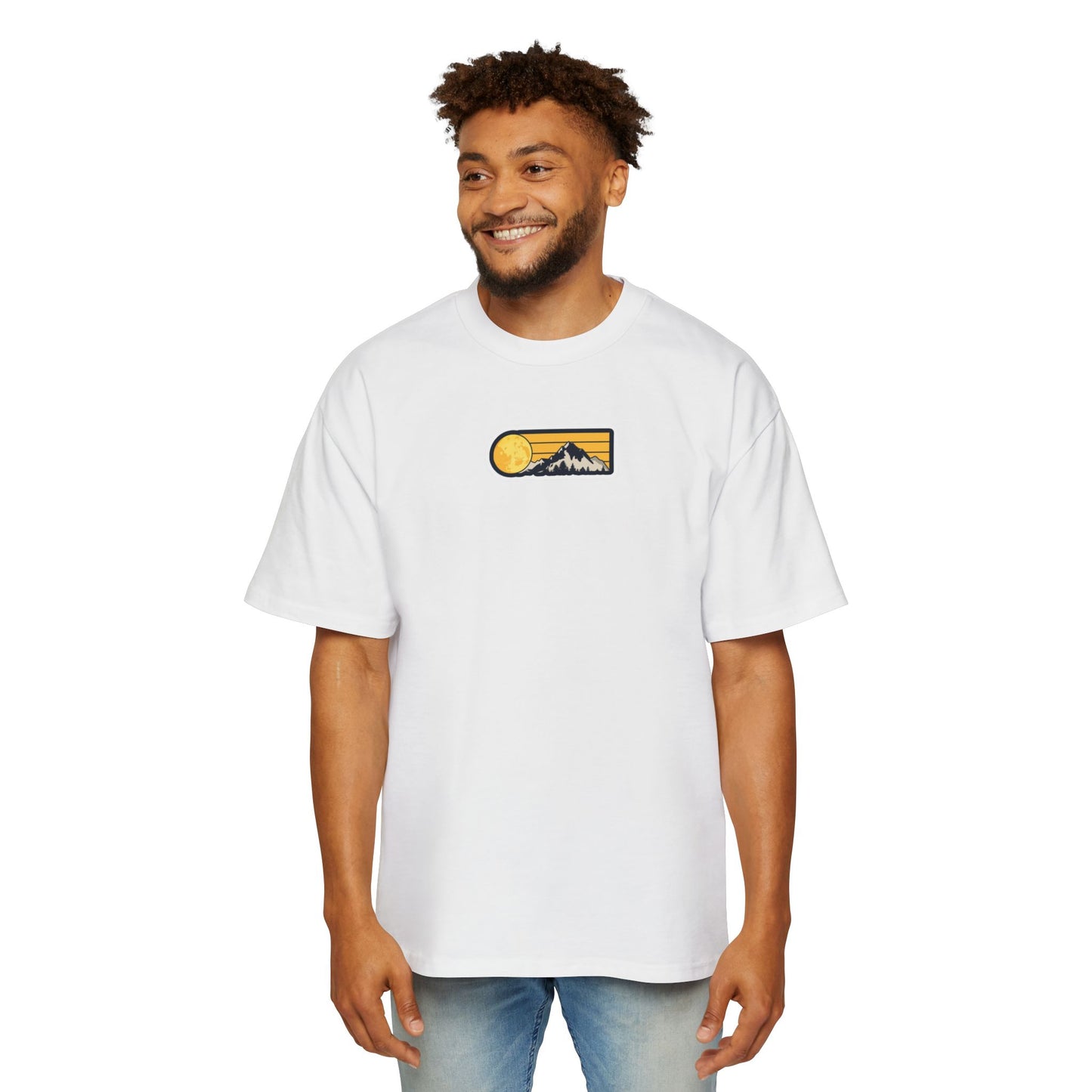 Oversized Embroidered T-Shirt – Sun With Mountain | Urbon Bonds
