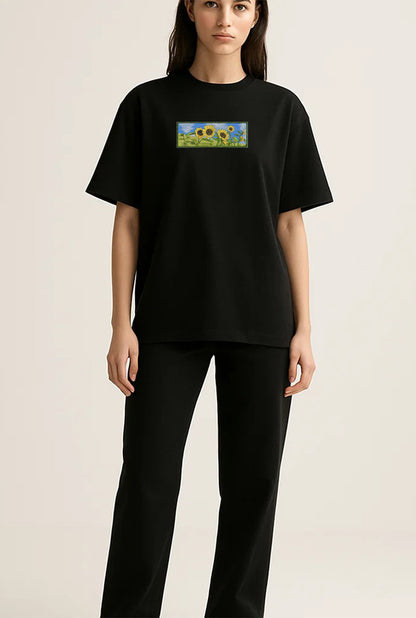 Oversized Embroidered T-Shirt – SunFlower | Urbon Bonds