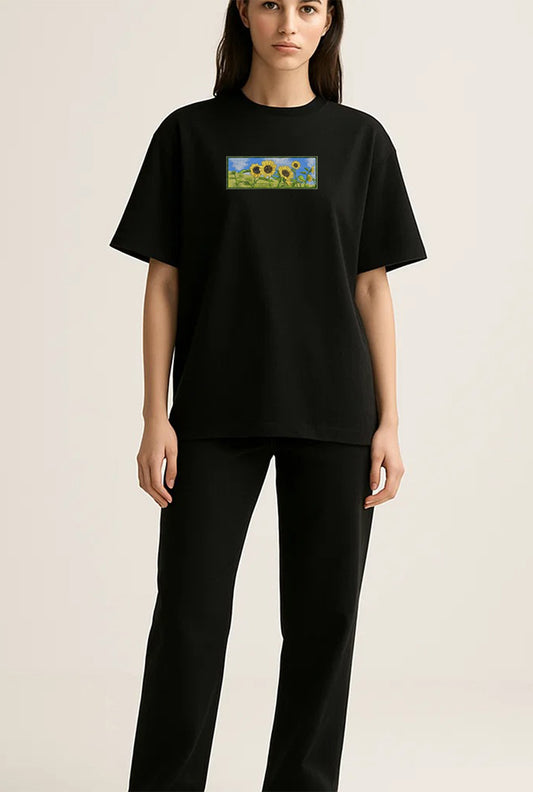 Oversized Embroidered T-Shirt – SunFlower | Urbon Bonds